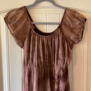 Brown Sheer Puff Sleeve Dance Costume